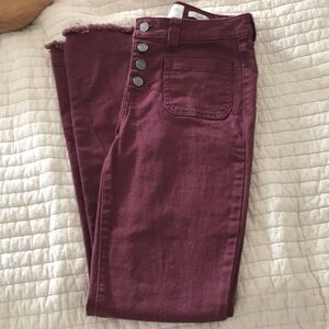 Burgundy denim bell bottom pants